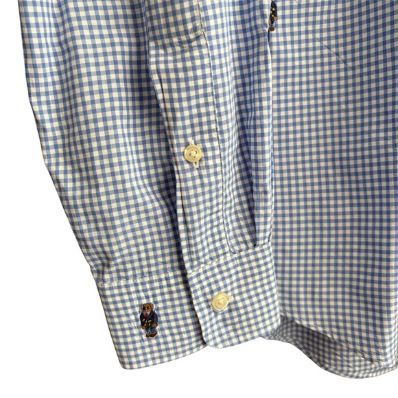 Polo Ralph Lauren Men's Polo Bear Gingham Cotton Shirt Sz L Slim Fit Embroidered - Picture 6 of 11